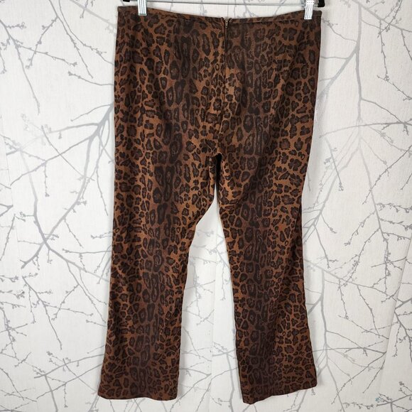 No Boundaries Leopard Print Stretch High Rise Bootcut Pants - Picture 2 of 7